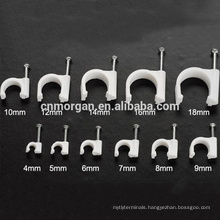 Plastic round Electric wire hook cable clips with steel nail avarious size ,ROHS certification